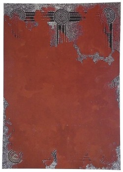 größeres Bild im neuen Fenster. Fig. 4: Jonathan Kumintjara Brown, Poison Country, 1995, synthetic polymer paint, natural ochres on canvas, 225 x 175 cm; printed in: Cumpston, Nici, and Barry Patton, 2010. Desert Country. Adelaide: Art Gallery of South Australia, 129